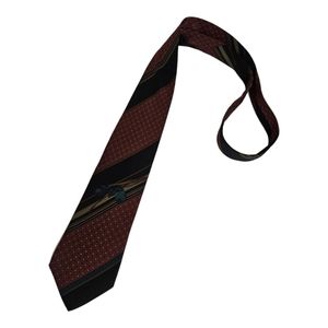 LEONARD VINTAGE RARE Bordeaux Geometric Floral Silk LUXURY Tie ITALY